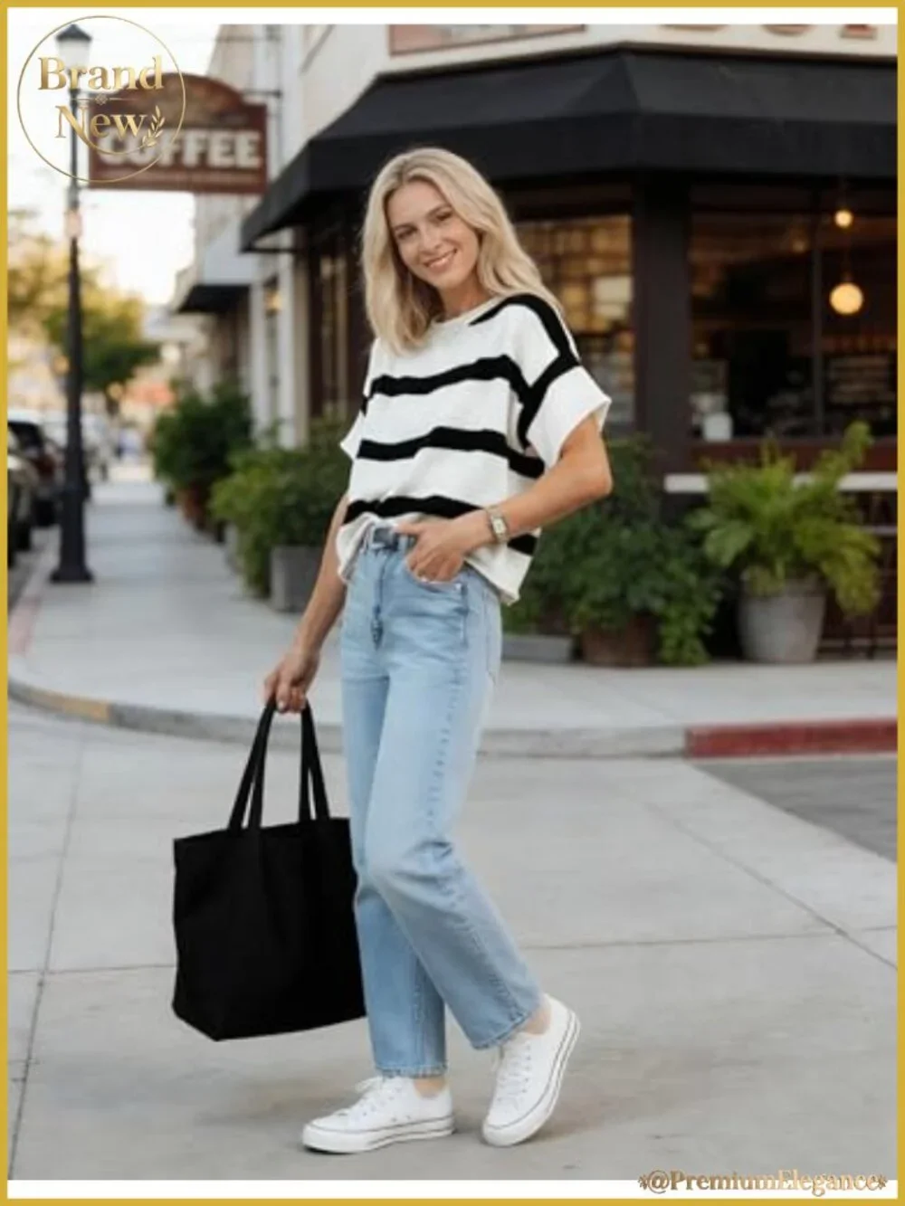 Women's Striped Knit Pullover Short Sleeve Crewneck Lightweight Sweater